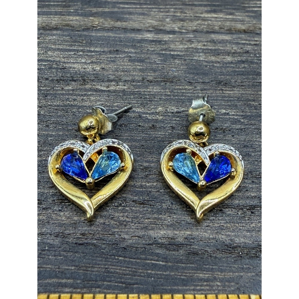 Danbury Mint Forever Together Heart Earrings - Gold Tone - .6" x .6"